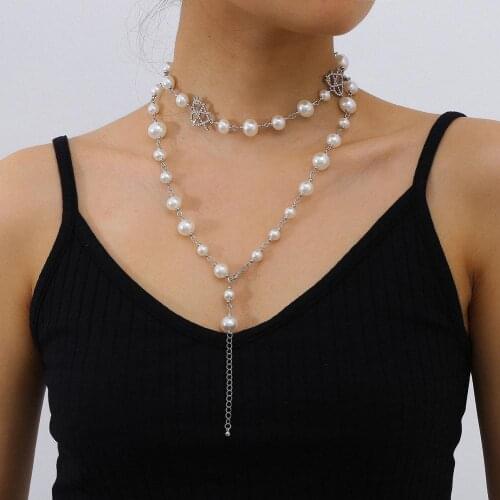 Bohemian Women Fashion Hollow Out Heart Faux Pearl Multi-layers Necklace Jewelry Gift Female Girls Summer Choker Jewelry