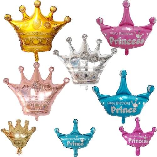 50pcs Large Gold Rose Gold Crown Aluminum Foil Helium Balloon Princess Prince Birthday Party Decoration Children Toys