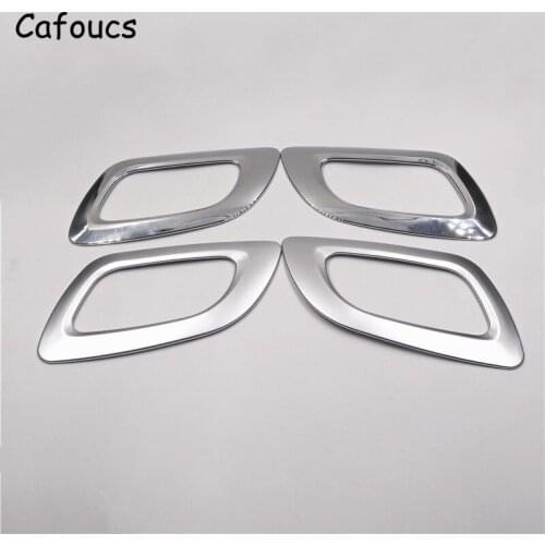 Cafoucs Silver Inner Door Handle Cover Trim Frame Bowl For Citroen C4 C4L 2010-2016 Inside Handles Decoration