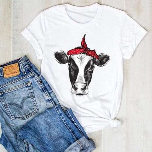 Women Lady Heifer Cattle Bull Cute Print Ladies Fashion Summer T Tee Tshirt Womens Female Top Shirt Clothes Graphic T-shirt