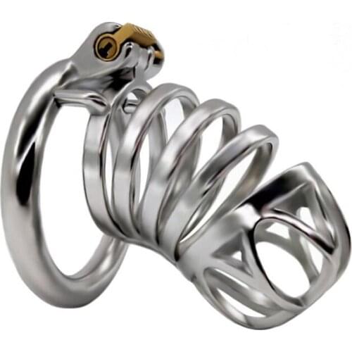 Stainless Steel Penis Ring Sex Toys For Man Cock Cage Male Penis Lock Belt Adult Sex Toys Large Size Metal Bondage Cage Sex Shop