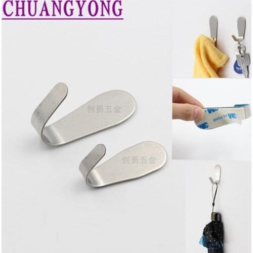 Stainless steel hook strong adhesive creative wall hanging load-bearing wall sticking hook door kitchen sucker mark nail free