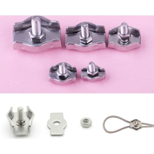 LETAOSK 10pcs Stainless Steel Wire Rope Simple Grips Cable Clamps Caliper Clips 4mm 6mm