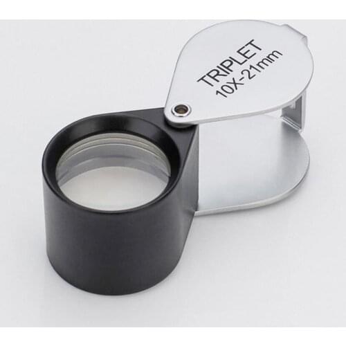 10X 21mm Metal Gift Toys Pocket Jadeite Filter Super Triplet Lens Magnifier Jewelry Gem Identifying Magnifying Glass Loupe