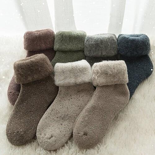 Girly Cute Socks Unisex Fashion Solid Warm Thickening Middle Tube Socks Snow Socks Stockings Spring Winter Solid Color Socks