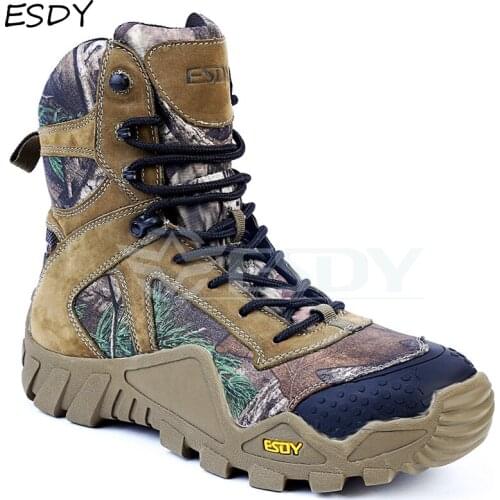 Esdy Mens Winter Boots Men Military Boots Tactical Desert Combat Ankle Boots Army Work Shoes Men Leather Boots Winter Men Shoes