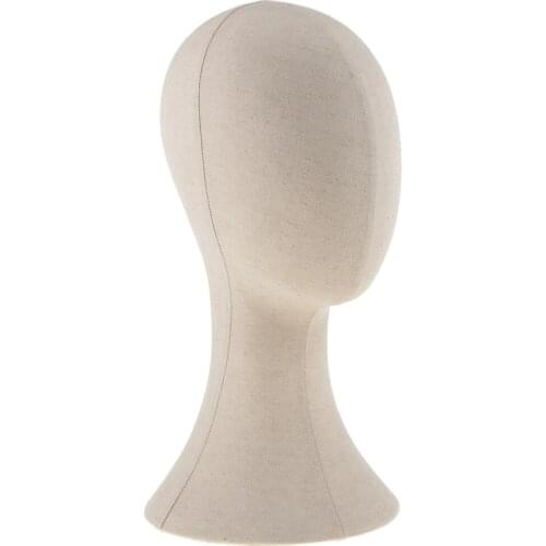 Canvas Block Head Set for Wig Display, Making and Styling, Mannequin Head Freestanding Hat Display Headband Scarf Holder