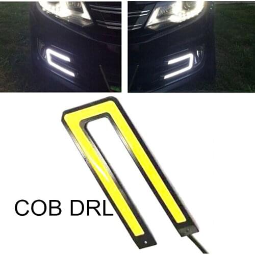 Newest 12V Head Lamp Car Styling 2pcs White COB LED car Daytime Running Driving Light COB DRL high brightness