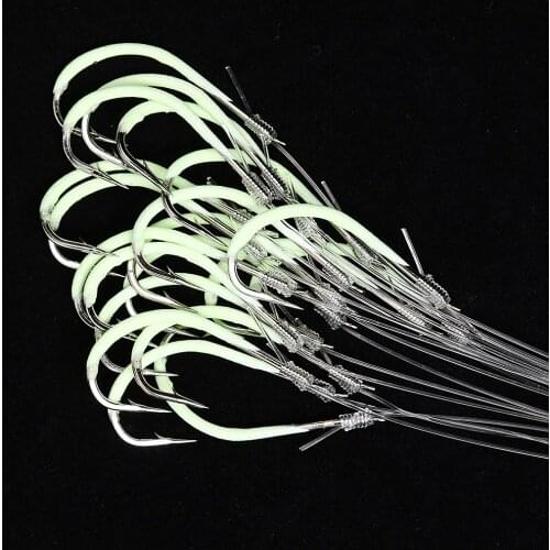 New 20pcs Glow in Dark Fishing Hooks String Barbed Hooks for Bass Carp #22
