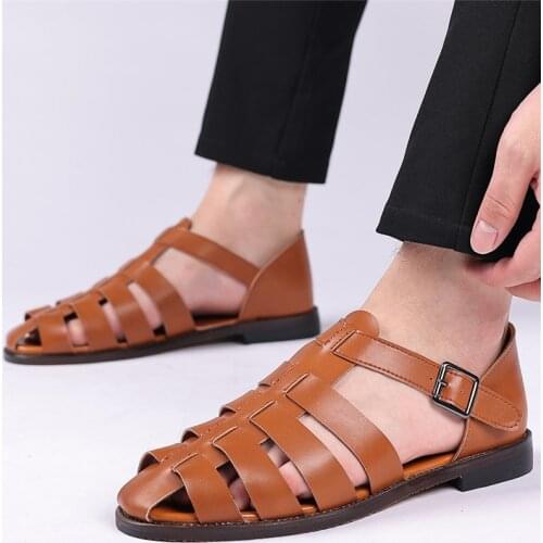 Мужские кожаные сандали OEING China At AliExpress