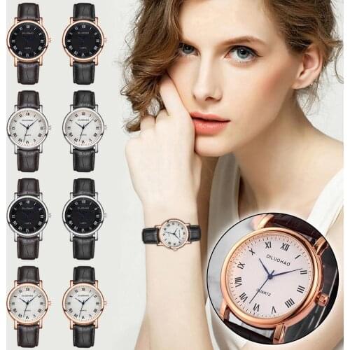 OTOKYD627 / DLH micro Plaid digital scale imitation leather watch fashion trend round belt watch female 2021 office female Watch