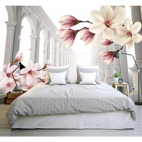 Beibehang Custom Wallpaper Home Decorative Fresco Jane Eurasian Column Magnolia Background TV Sofa mural phoro 3d wallpaper