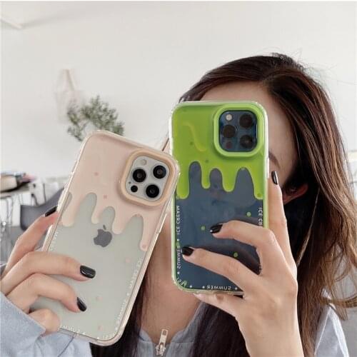 Sumkeymi ice cream clear phone case For iPhone 11 12 pro Max x xr xs Max 7 8 Plus Luxury transparent Protection soft Back Cover