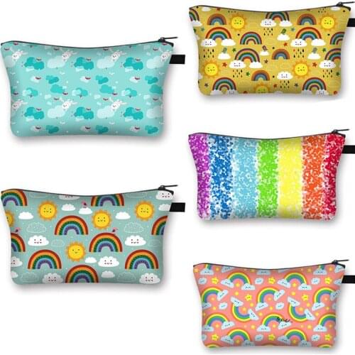 Rainbow/Cloud/Sun Cute Cosmetic Bag Girl Fashion Travel Storage Bag Wash Bag Cosmetic Case Woman Coin Purse Gift