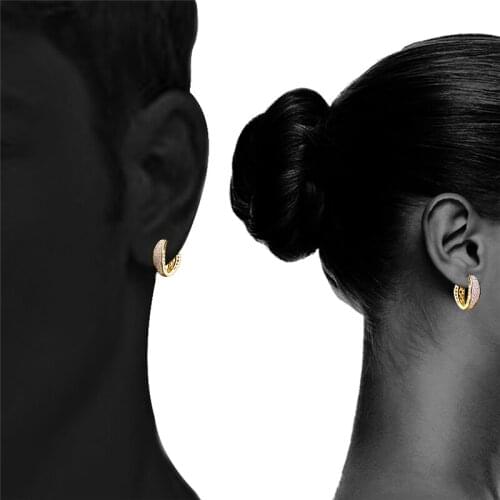 Lureen Luxury Iced Out Earrings Hoops For Women Men CZ Crystal Gold Silver Color Earring Sets Fashion Jewelry Gift