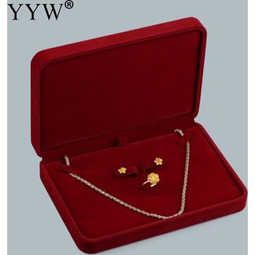 Luxury Red Velvet Jewelry Set Box for fashion Earrings Bracelet Ring Necklace Cases Display Package Wedding Jewelry Gift Boxes