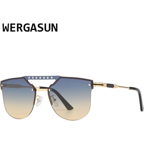WERGASUN 2021 Fashion Metal Women Sunglasses Classic Rimless frame Retro Street Beat Glasses Travel Oculos De Sol UV400