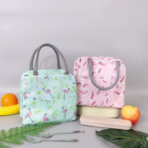 Cute Flamingo Lunch Bag Fresh Insulation Cold Bales Thermal Oxford Waterproof Leisure Bag Men Girl Children Outdoor Picnic Work