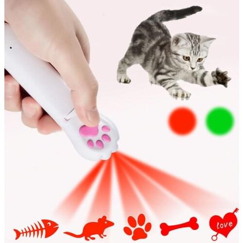 Pet Cat LED Laser Toy Funny Cat Infrared Laser Stick Cute Cat Paw Interactive Toy Training Cat Laser Pointer USB Charging