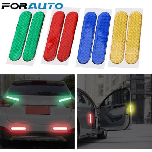 FORAUTO 2pcs Car Door Sticker Decal Warning Tape Car Reflective Stickers Reflective Strips Car-styling 4 Colors Safety Mark