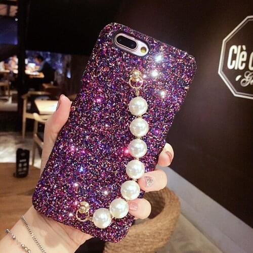 Girl Fashion Pearl Hand Chain Bracelet Bling Glitter Hard Phone Case Cover For iPhone 11 Pro Max XS Max XR X 8 7 6 6S Plus SE