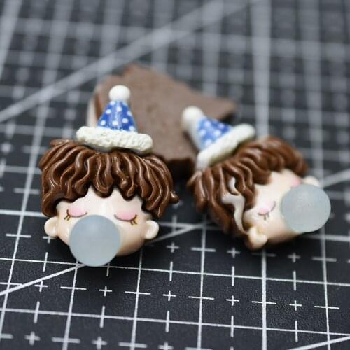 1pcs/lot resin flat back blow bubble boy 30mm Cabochons Hair Bow Center Card Frame Making Craft DIY