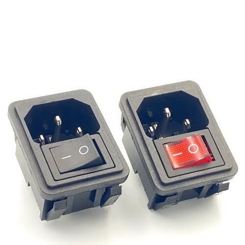 1PC Mains AC Power Cord Inlet Power Receptacle Power socket With ON OFF Rocker Switch 250V 10A IEC 320 C14 CCC CE