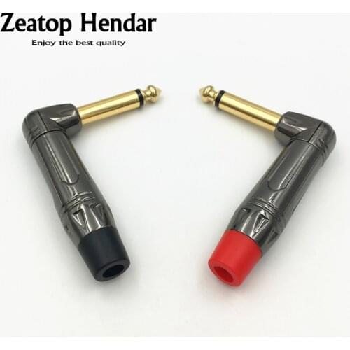 10Pcs High Quality 6.35mm Mono 2 Pole Male Jack Right Angle 90 Degree 6.35 MM Soldering Plug DIY Connector for Electric Guitar
