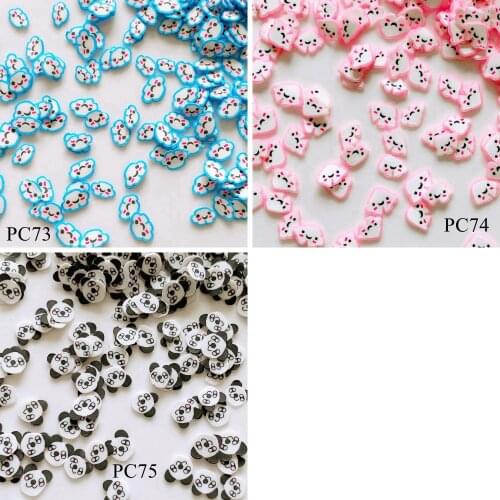 100g/bag Polymer Clay Slices Nail Art Decoration Pieces for Fake Food DIY Decoration Pink Blue Cloud Panda PC73-75