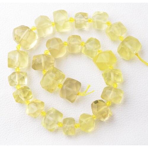 10x14-13x18mm Natural Genuine Yellow Lemon Quartz Crystal Hand Cut Irregular Faceted square Loose Beads 15"