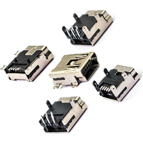 20 pcs Mini USB female 10 Type Flat Edge SMT dip 5Pin Connectors Port Jack Tail Sockect Plug Terminals For Samsung Huawei mobile