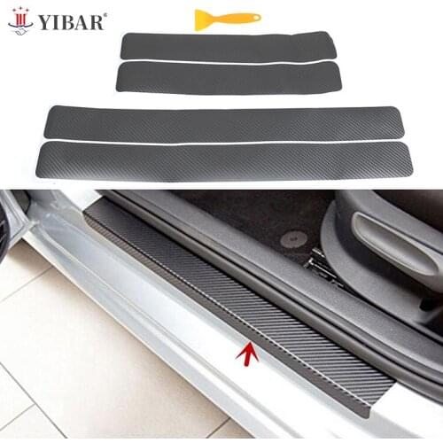 4 Pack Autoparts 3D Carbon Fiber Pedals Guards Anti-kick Scratch Door Kick Guard Threshold Car Door Sill Protector Sticker