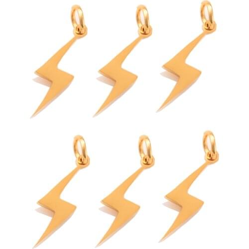 5pcs/lot Stainless Steel Lightning Charms for DIY Jewelry Making Finding Necklace Bracelet Pendant Accessories 7x17mm