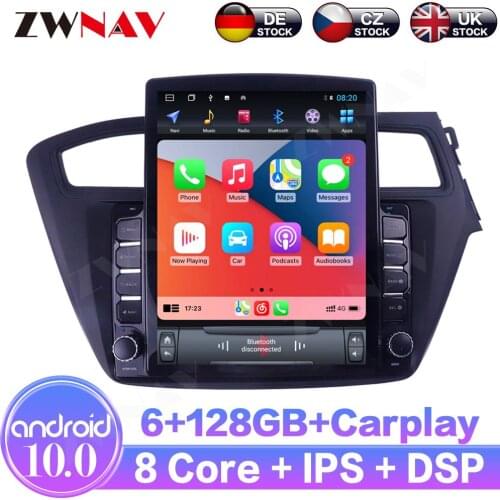 6+128GB Android 10.0 For Hyundai I20 2013-2017 IPS Touch Screen Receiver Car Multimedia Radio Player GPS Navigation DSP Carplay