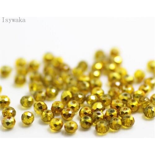Isywaka Ran Golden Colors 3x4mm 145pcs Rondelle Austria faceted Crystal Glass Beads Loose Spacer Round Beads Jewelry Making