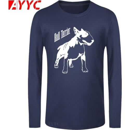 AYYC long sleeve tee Cotton tee shirt bull terrier dog print men t-shirt casual cool o-neck t shirt summer male
