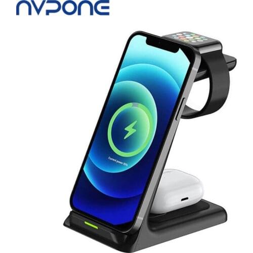 Wireless Charging Station for iPhone 12 11 pro Max XR 8 Samsung 15W 3 in 1 Fast Charging Dock Stand for Airpods pro iWatch 6 5