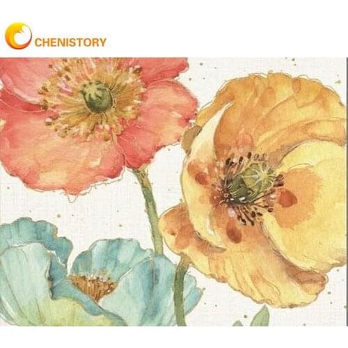 CHENISTORY Orange Flower Painting By Numbers Handmade 40x50cm Frame On Canvas Modern Home Living Room Wall Decor Artcraft