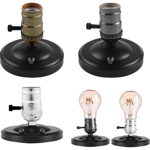 Lamp Base E27 E26 Electroplating Aluminum Vintage Retro Antique Edison Ceiling Screw Light Lamp Bulb Socket Holder With Switch