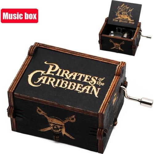 Wooden Hand-Crafted Jack Sparrow From Pirates of The Caribbean Plays Melody Davy Jones Music Box Birthday Christmas Gift