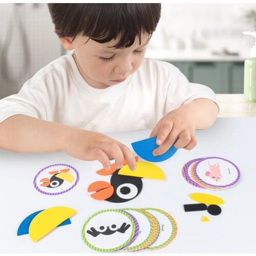 Kids Fun Geometric Animal Puzzle Toys Toddlers Early Education Puzzle Simple Wooden Game Parent-child Interaction Required