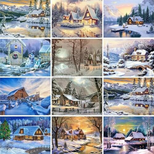 EverShine Diamond Painting Full Square Landscape Diamond Embroidery Mosaic Cross Stitch House Cross Stitch Rhinestone Wall Decor