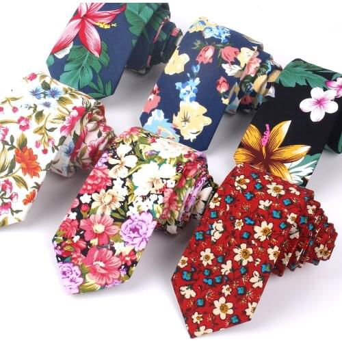 Floral Ties For Men Printed Cotton Tie Mens Ties 6cm Slim Neck Tie Skinny Necktie For Wedding Party