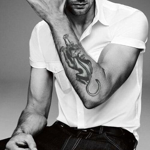 Predatory Cheetah Waterproof Temporary Tattoo Sticker Black Deign Large Size Body Art Fake Tatto Flash Tatoos Arm for Men Women