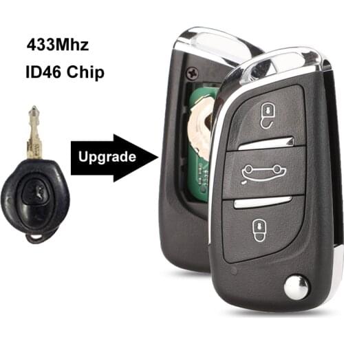 Jingyuqin Car Remote Flip Key DIY for Citroen DS Peugeot 206 306 2009- Complete Vehicle Key Fob Upgrade