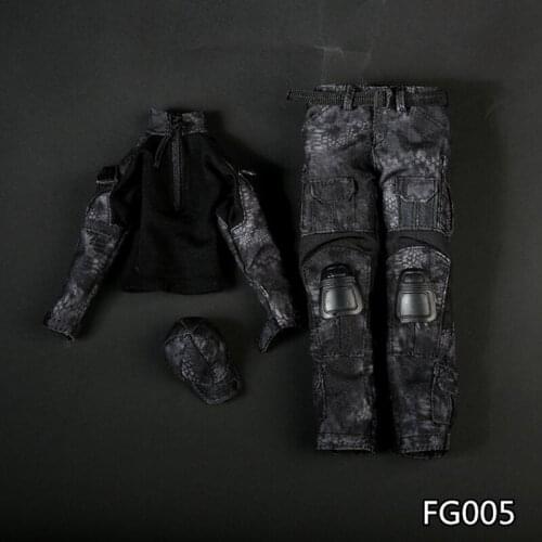 Fire Girl Toys 1/6 Soldier Black Python Pattern Camouflage Combat Uniforms Mens And Womens Set 12'' Action Figure Clothing
