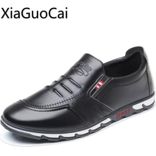 Autumn New Mens Business Shoes Slip-On Loafers Solid Waterproof Breathable Lace Up Casual Shoes England Leather Shoes