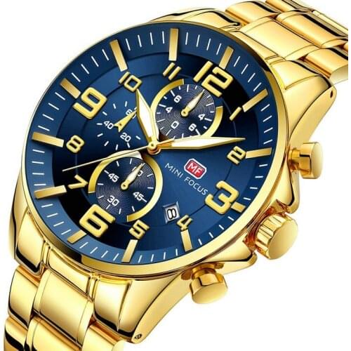 MINI FOCUS Watches Mens 2020 Top Brand Luxury Gold Watch Calendar Waterproof Chronograph Multi Function Business Horloges Mannen