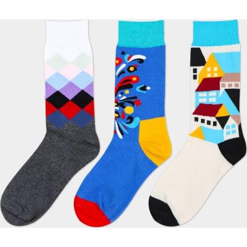 3 pairs men socks Spring / autumn New cotton high quality men socks British fashion mens business socks Dress socks for men