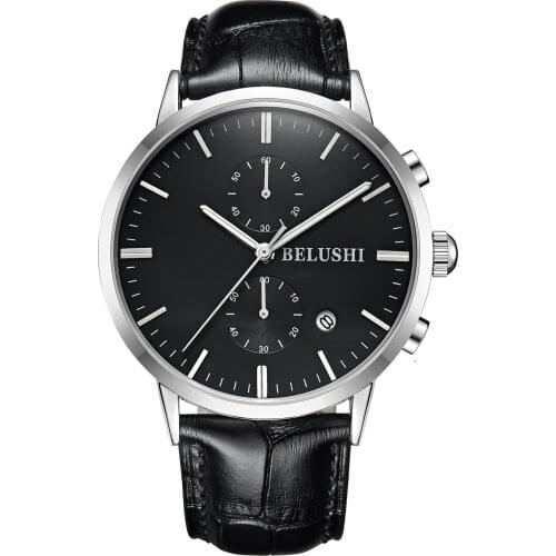 New 2020 Bellos Watch Men Waterproof Leather Belt Mens Business Multi-function Watch Casual Fashion Watch Watch for Men Luxury